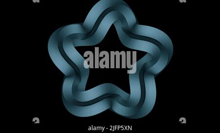 Black background.Design.A blue star in 3d format that oscillates and moves in abstraction. Stock Photo