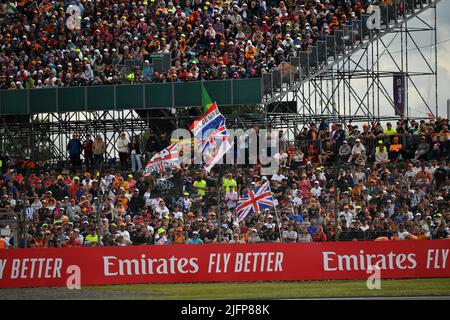 Silverstone, UK. 03rd July, 2022. SILVERSTONE, England, 03. JULY 2022; Crowds, grand stand with fans, Credit: SPP Sport Press Photo. /Alamy Live News Stock Photo