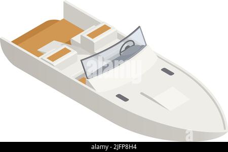 Yachting isometric composition with isolated image of cutter boat on ...