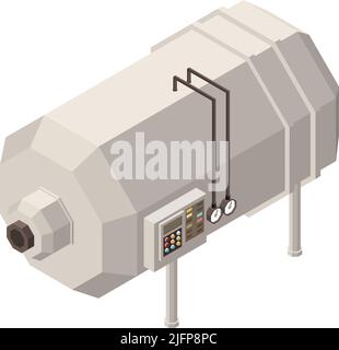 Milk production isometric composition with isolated image of industrial facility on blank background vector illustration Stock Vector