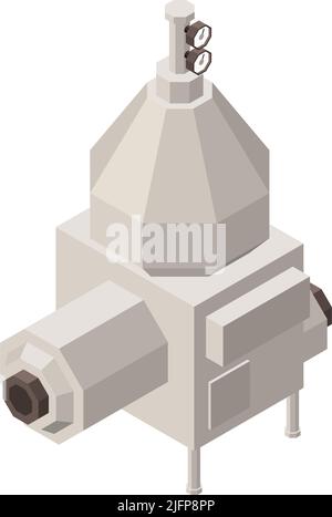 Milk production isometric composition with isolated image of industrial facility on blank background vector illustration Stock Vector