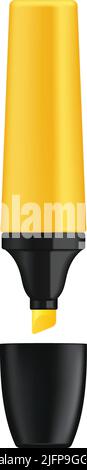 Stationery realistic composition with isolated image of yellow marker pen on blank background vector illustration Stock Vector