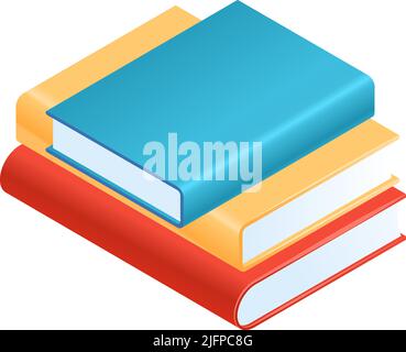 Isometric graduation diploma academic composition with isolated stack of three books vector illustration Stock Vector