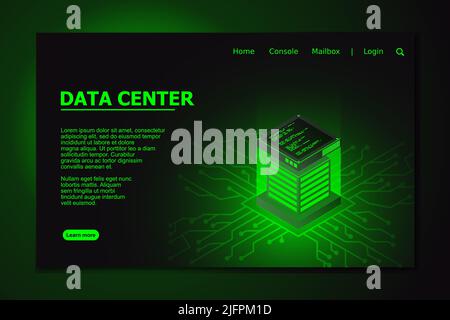 Datacenter isometric vector illustration. Computer storage or farming workstation. Vector illustration Stock Vector