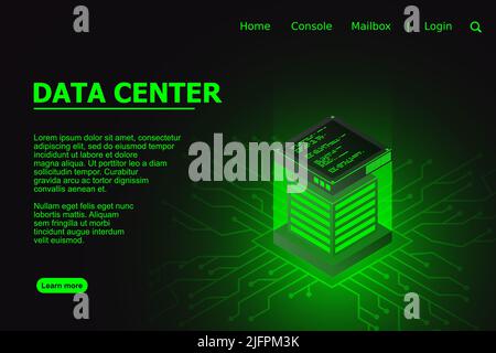 Datacenter isometric vector illustration. Computer storage or farming workstation. Vector illustration Stock Vector