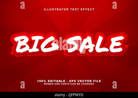 Big sale, 3d editable text effect red gradation. Template with bold font concept use for brand label and promotion tag. Premium Vector Stock Vector