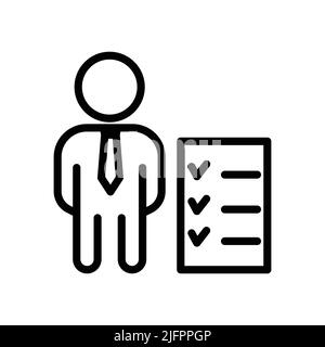 People icon with check list, businessman. Suitable for entrepreneur icon, business. line icon style. Simple design editable Stock Vector