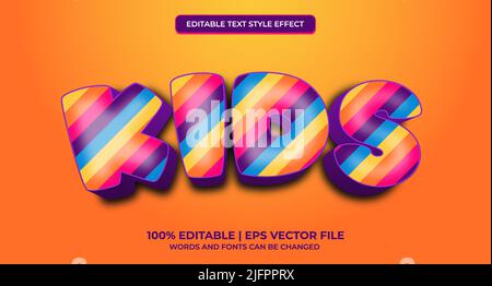 Kids - edit text effect, editable text style effect Stock Vector