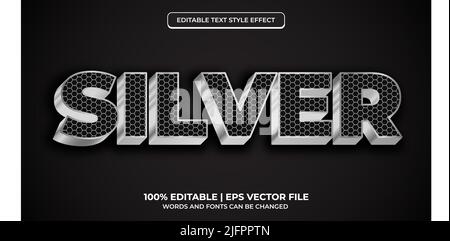 Silver Shine Editable Premium Text Style Effect Stock Vector