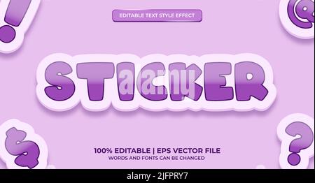 Sticker text, editable text effect Premium Vector Stock Vector