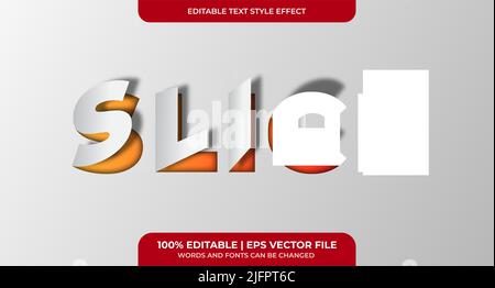 Editable Slice Text Effect. Simple, modern, and elegant. Easy to edit. Vector illustration Stock Vector