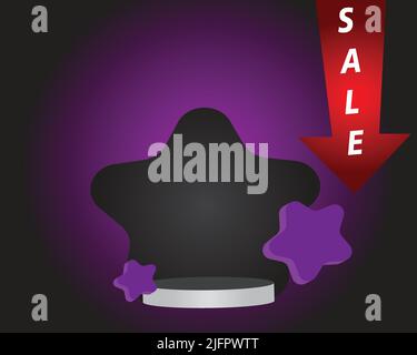 Vector editable template for sales and social media publishing, black background and purple details Stock Vector