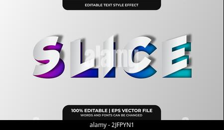 Editable Slice Text Effect. Simple, modern, and elegant. Easy to edit. Vector illustration Stock Vector