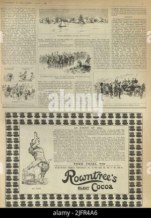 Vintage newspaper page, Events of the the Year, 1897, from the Daily Graphic, Rowntree's elect Cocoa advert Stock Photo