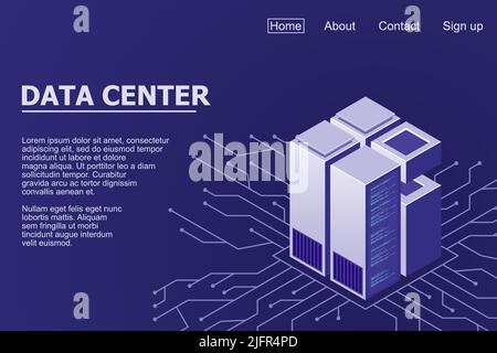 Isometric servers vector design. Isometric Data center. Data center landing page. Vector illustration Stock Vector