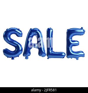 3d illustration of sale letter blue balloons isolated on white background Stock Photo