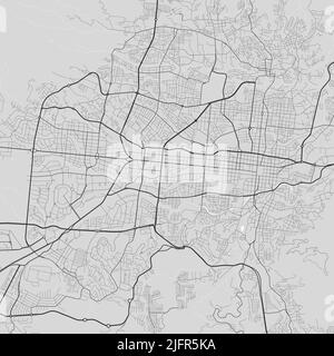 Vector map of San Salvador city. Urban grayscale poster. Road map image with metropolitan city area view. Stock Vector