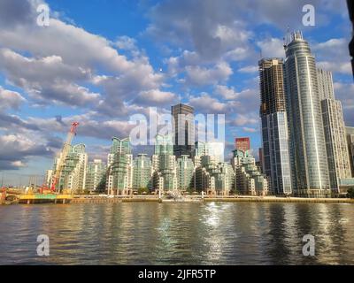 4 July 2022 - London, UK: View of St George Wharf Vauxhall above River Thames Stock Photo