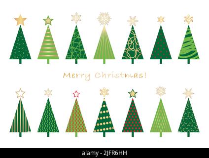 Set Of Christmas Trees Isolated On A White Background. Vector Illustration. Stock Vector