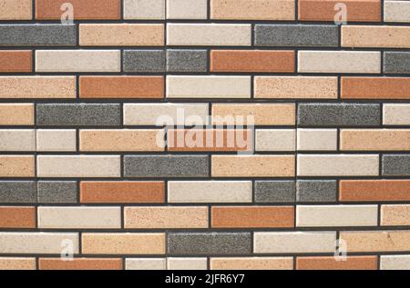 brick wall of red color, wide panorama of masonry Stock Photo