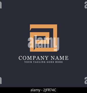 square Initial PD letter logo design, simple and elegant P and D combination vector illustration Stock Vector