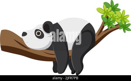 Panda bear lying on tree illustration Stock Vector