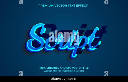 3D Script Text effect, Editable Text Style. Vector illustration Stock Vector