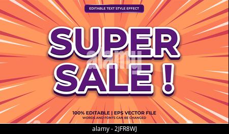 Super sale text effect template. Editable text effect. Promotional sale style Stock Vector