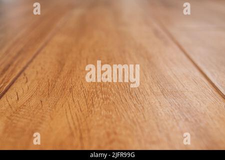 Ceramic tile with wooden pattern in perspective, selective focus Stock Photo
