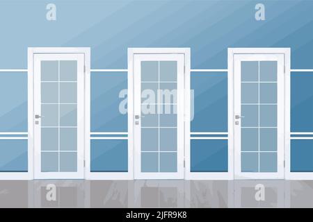 three doors, one open and two closed Stock Vector