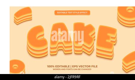 orange cake dessert editable text effect for food and beverage desert pastry logo. vector illustration Stock Vector