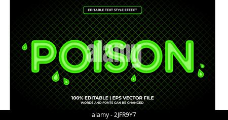 Poison text effect with green neon color. Editable font style. Editable text effect Stock Vector