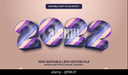 Happy new year 2022 colorful cartoon 3d editable text effect Stock Vector