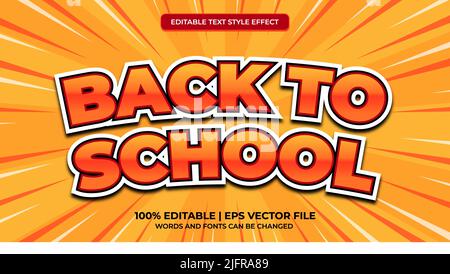 Back to school editable text effect Stock Vector