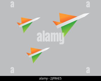 Plane colored with tricolor Indian flag decorative elements for poster and art Stock Vector