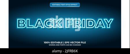 Black Friday Neon Editable Text Style Effect Stock Vector