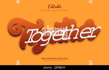 Editable text style effect - Together with orange outline text style theme. Stock Vector