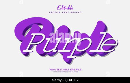 3d purple editable text effect. Vector editable text effect Stock Vector