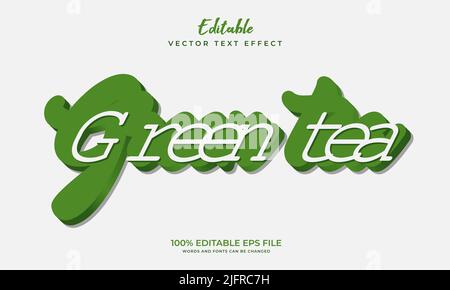 3d green editable text effect. Vector editable text effect Stock Vector