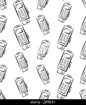 Pos Terminal Icon Seamless Pattern Vector Art Illustration Stock Vector