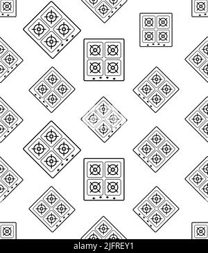 Gas Stove Icon Seamless Pattern, Gas Burner Icon Seamless Pattern Vector Art Illustration Stock Vector