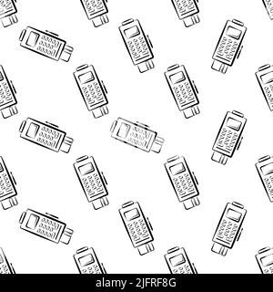 Pos Terminal Icon Seamless Pattern Vector Art Illustration Stock Vector