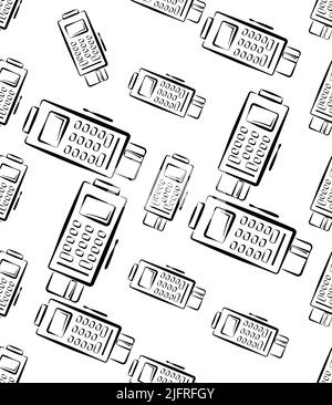 Pos Terminal Icon Seamless Pattern Vector Art Illustration Stock Vector