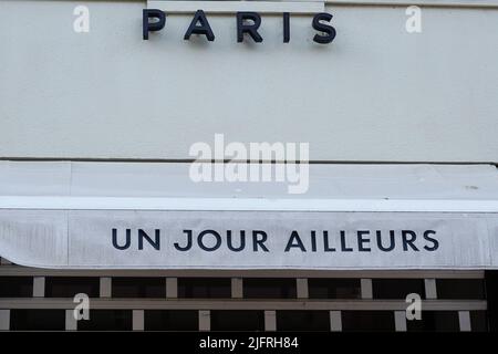 Cannes , paca  France - 06 15 2022 : uja paris brand facade boutique un jour ailleurs logo and text sign of clothing fashion entrance boutique Stock Photo
