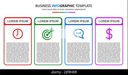 Vector infographic template with four steps or options. Four colorful graphic elements. Infographic design layout. Business concept design can be used Stock Vector