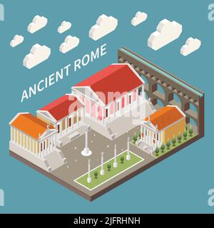 Roman empire isometric concept with civilization and culture symbols ...