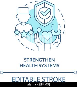 Strengthen health systems turquoise concept icon Stock Vector