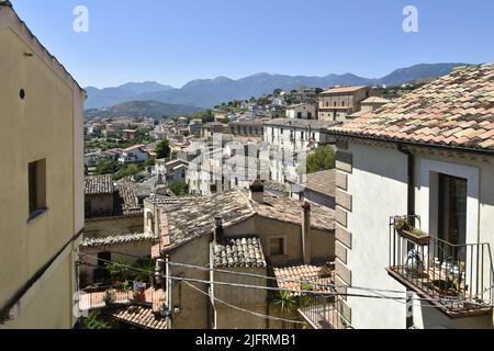 A bird's eye view of the old houses and buildings of Altomonte village, Calabria region, Italy Stock Photo