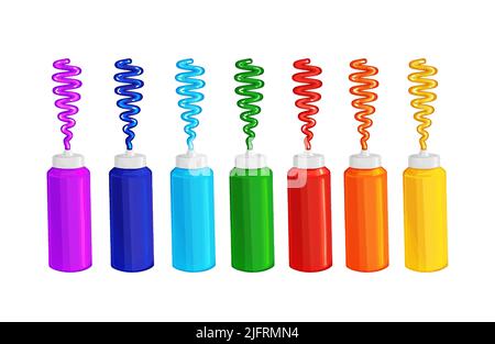 Acrylic,oil paints in tubes in all colors of the rainbow,realistic vector Stock Vector