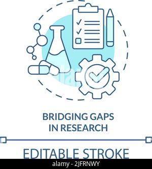 Bridging gaps in research turquoise concept icon Stock Vector